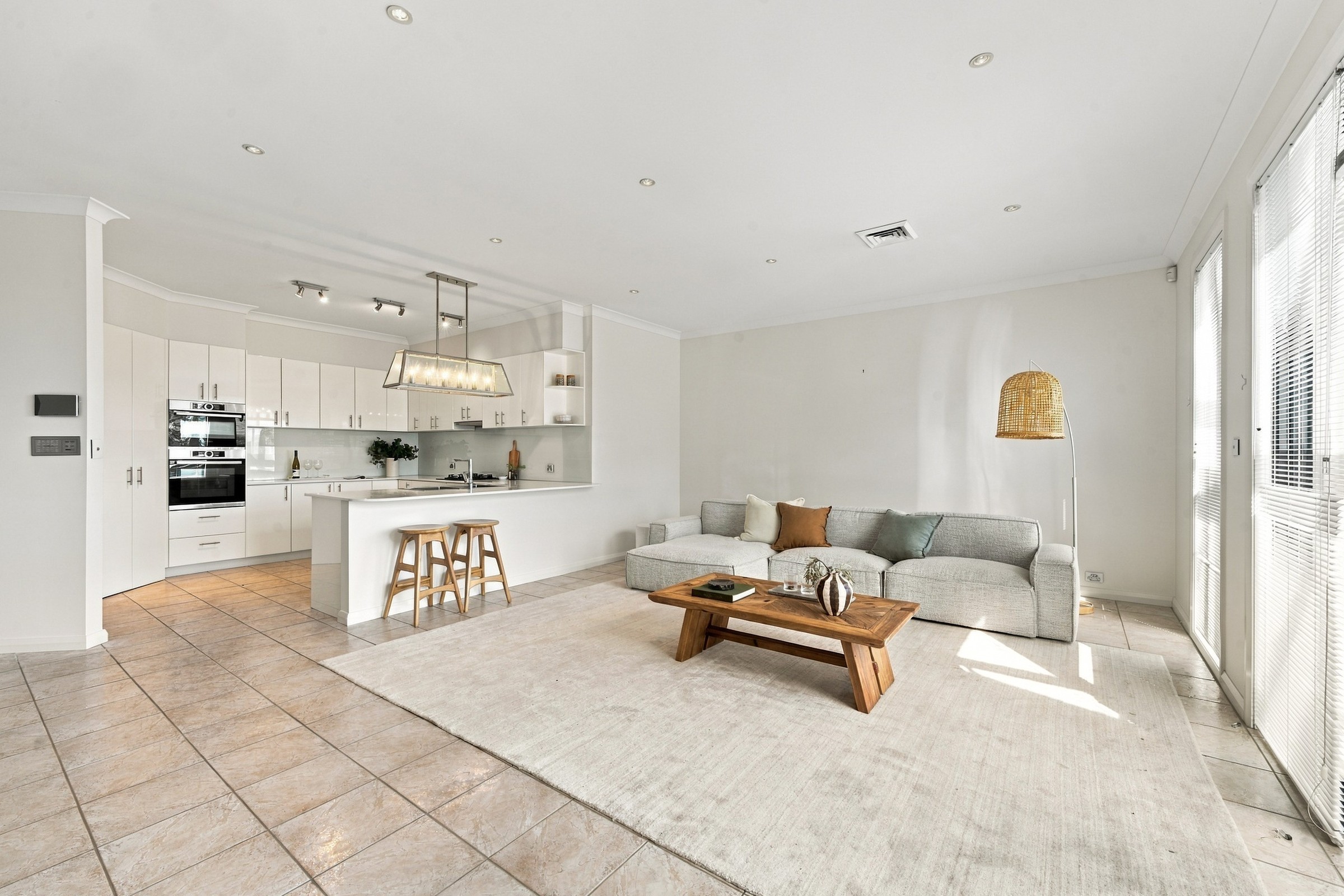 Family living and kitchen